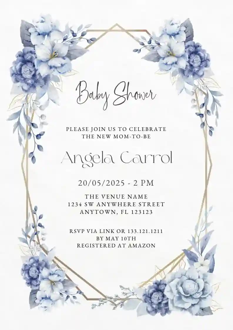 Inviti Per Baby Shower - Fiore Polveroso