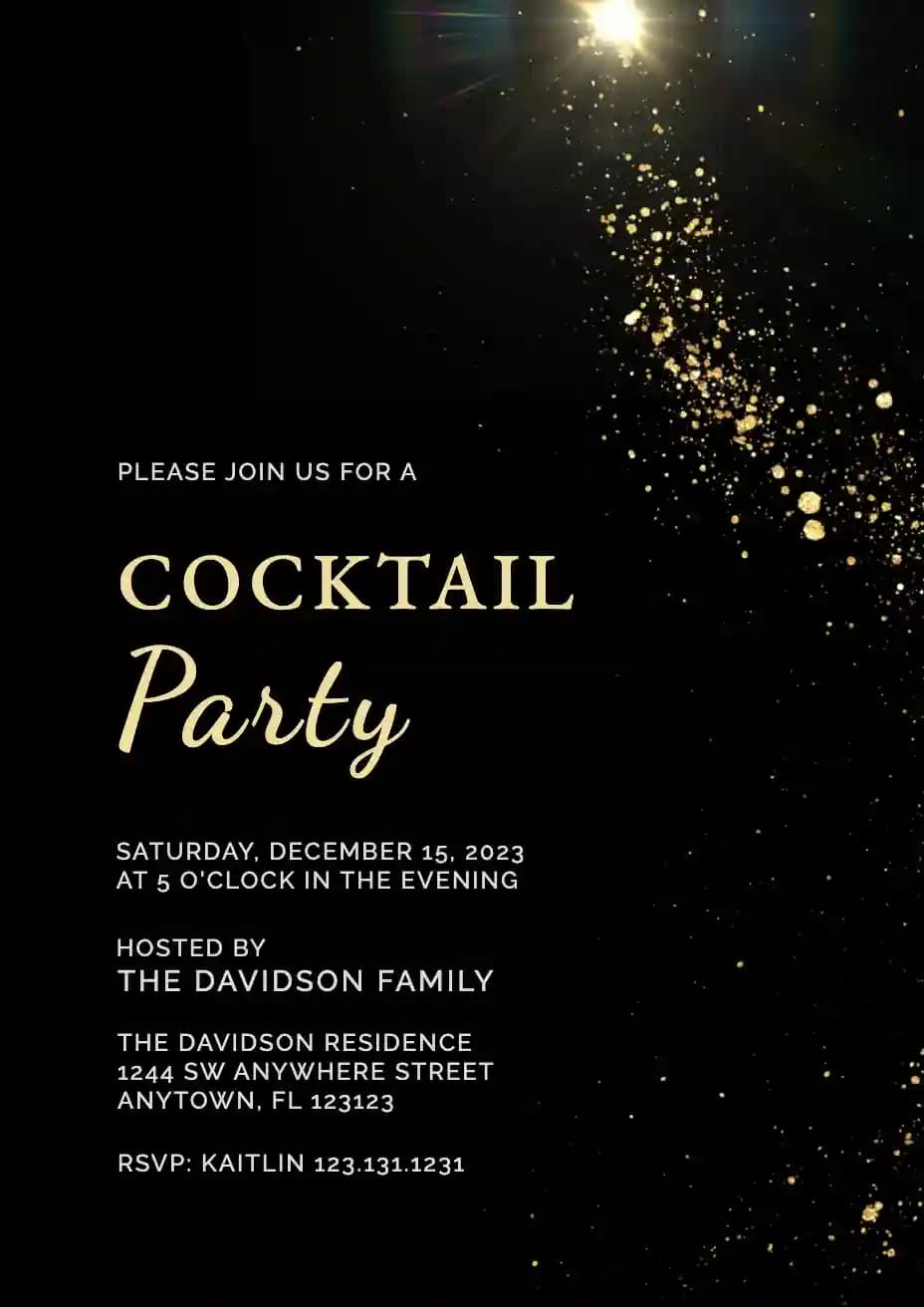 Invitations De Cocktail - Éclat D'or