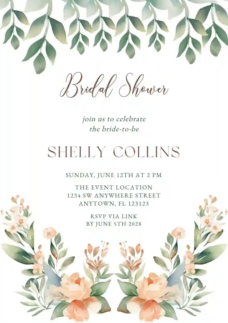 Inviti Per Il Bridal Shower - Dolci Foglie Verdi