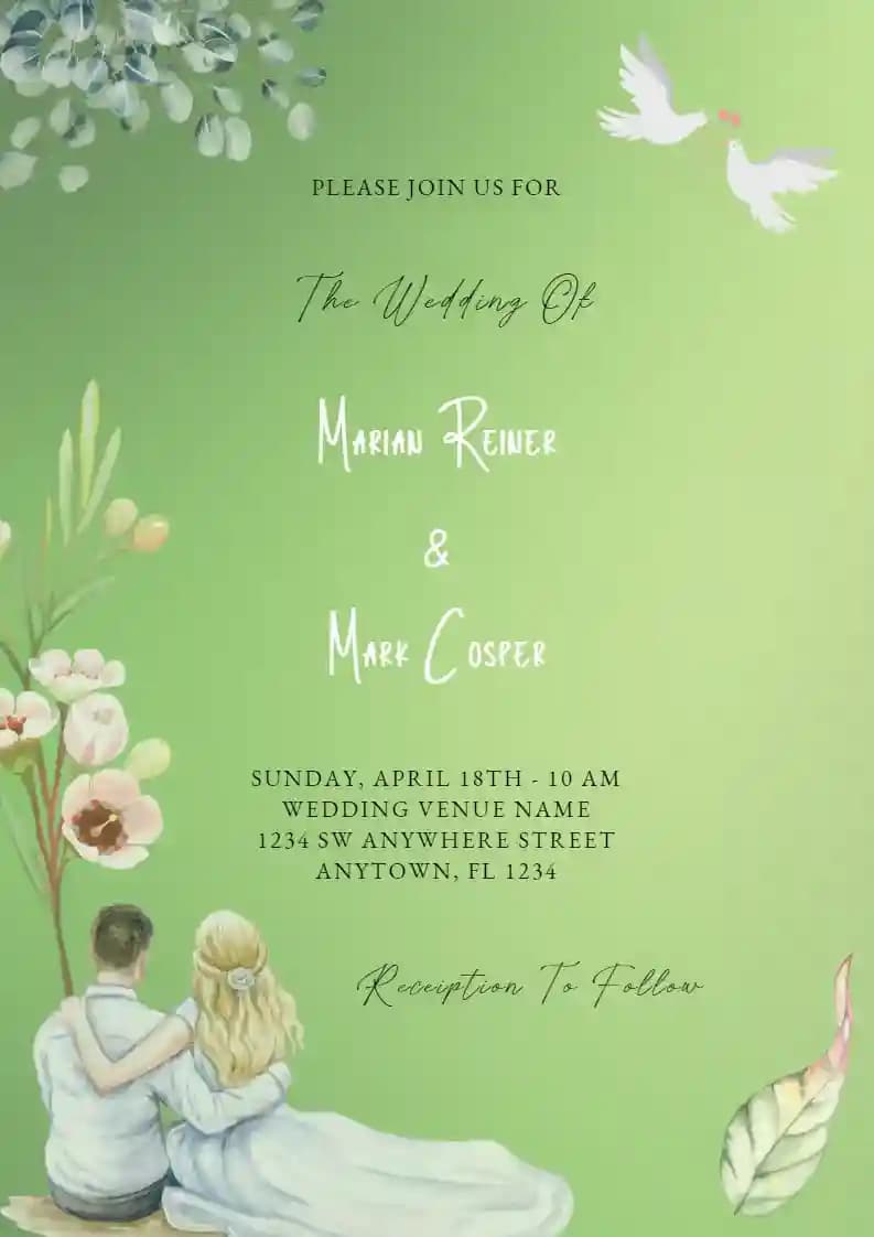 Wedding Invitations - Wedding Groom Bride Watercolor