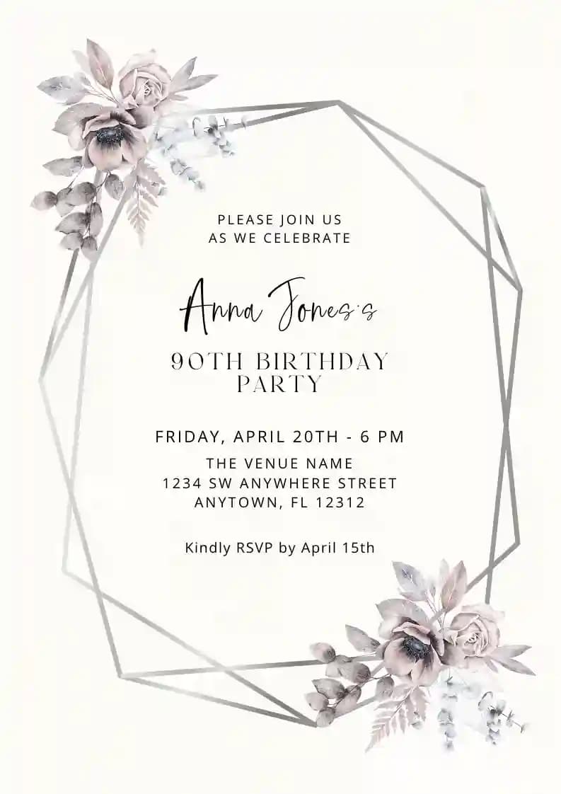 Adults Birthday Invitations - Watercolor Flower