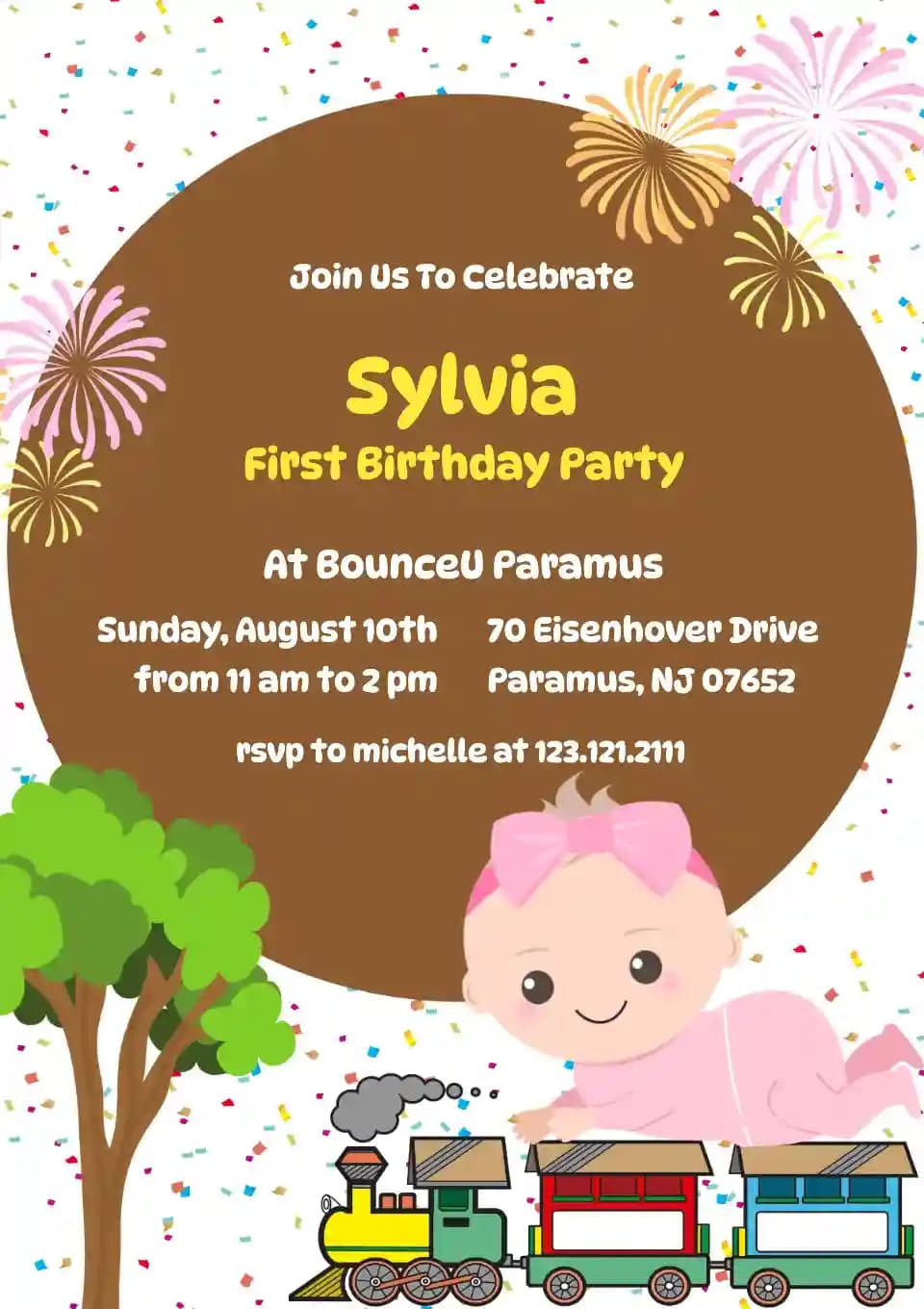 Invitaciones Para El Primer Cumpleaños - El Tren Lleva Al Bebé.