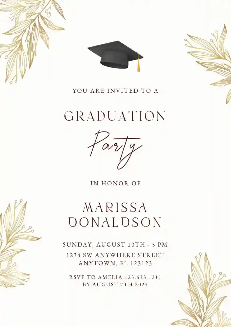 Inviti Per La Festa Di Laurea - Fiori Dorati