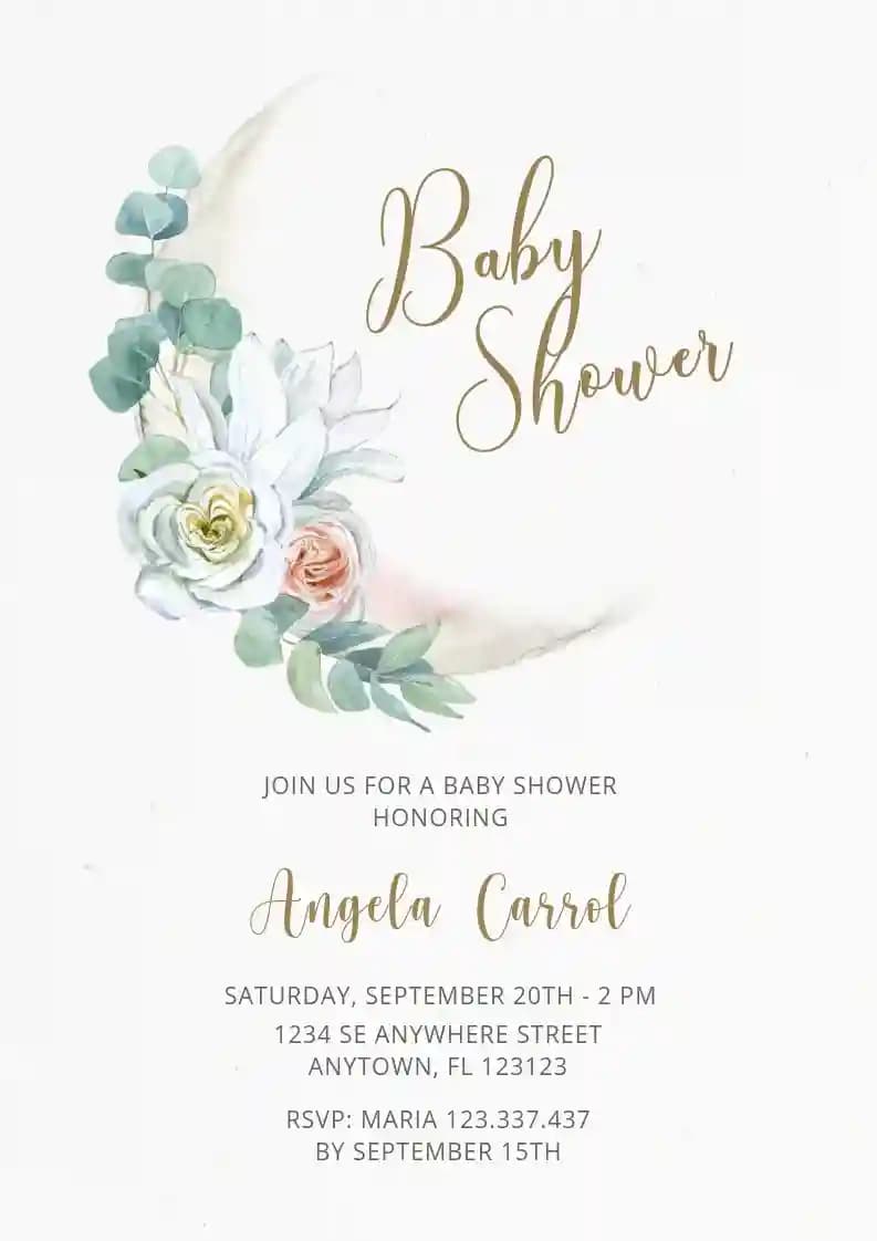 Baby Shower Invitationer - Blomstrende Måne