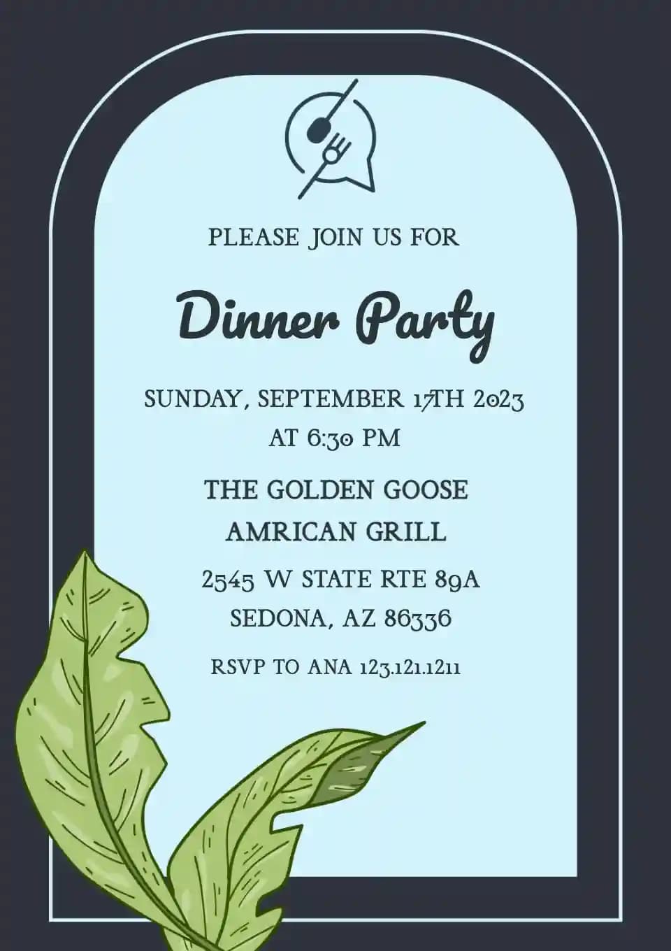 Invitaciones Para Cenas - Hoja