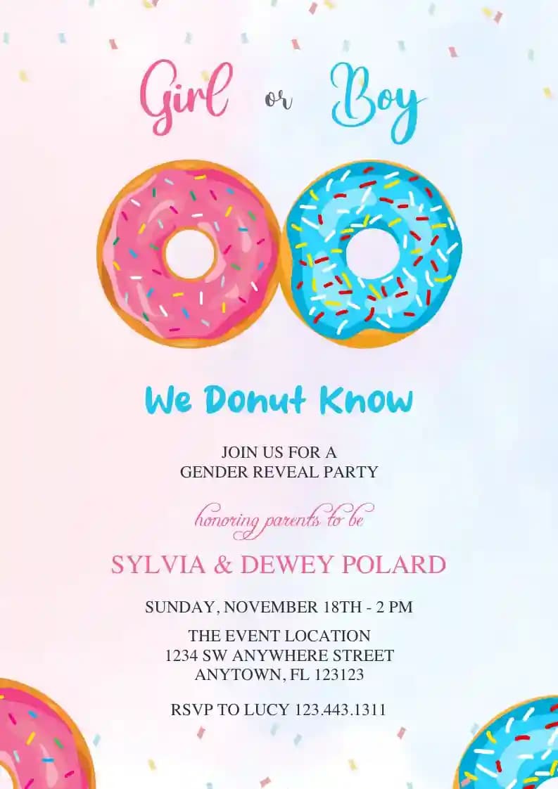 Gender Reveal Invitations - We Donut Know