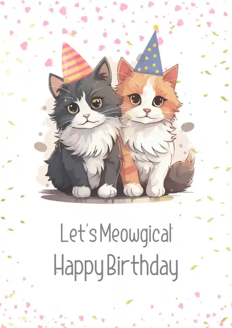 Birthday Cards For Kids - Lovely Cat Couple