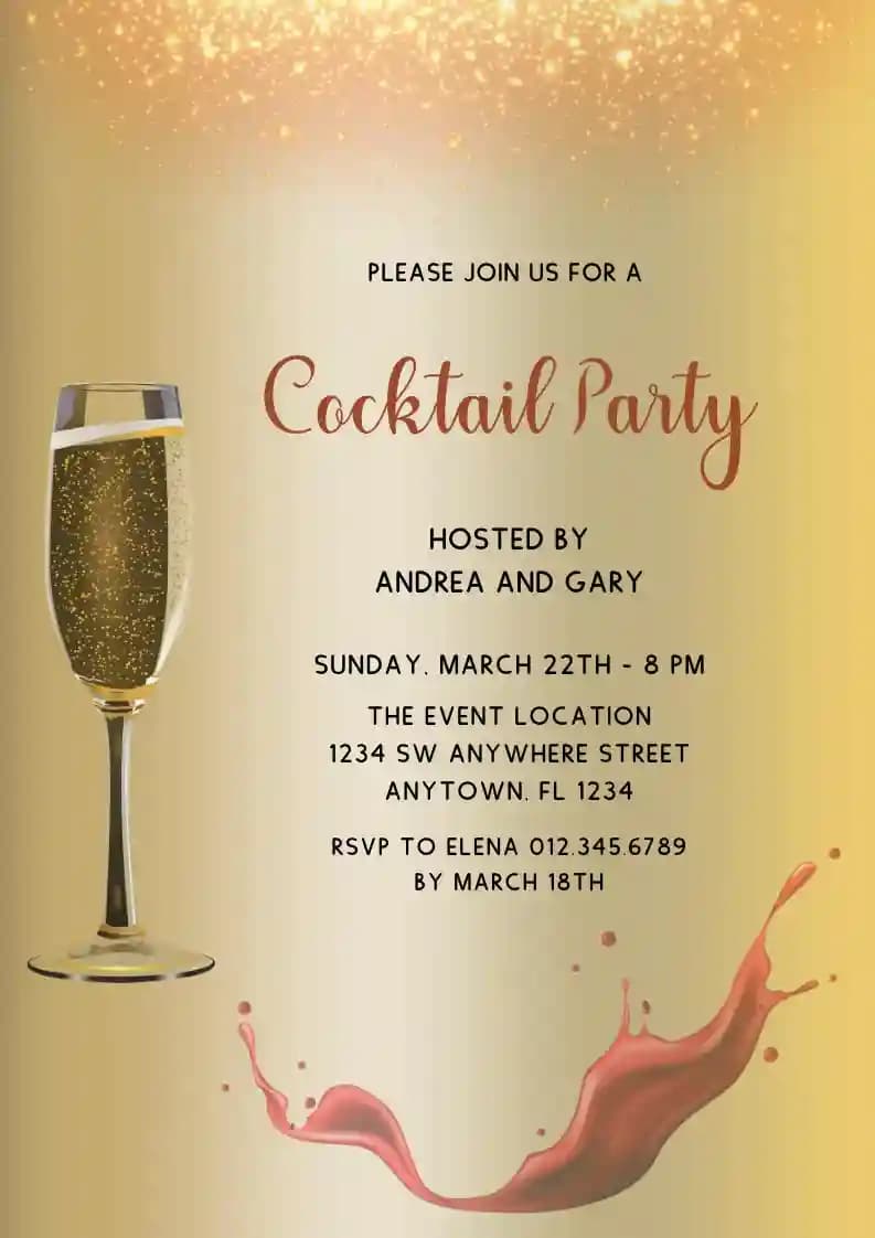 Invitations De Cocktail - Verre De Champagne