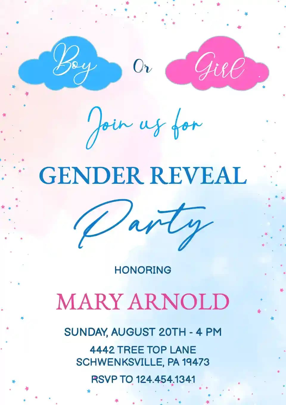 Gender Reveal Uitnodigings - Wolk
