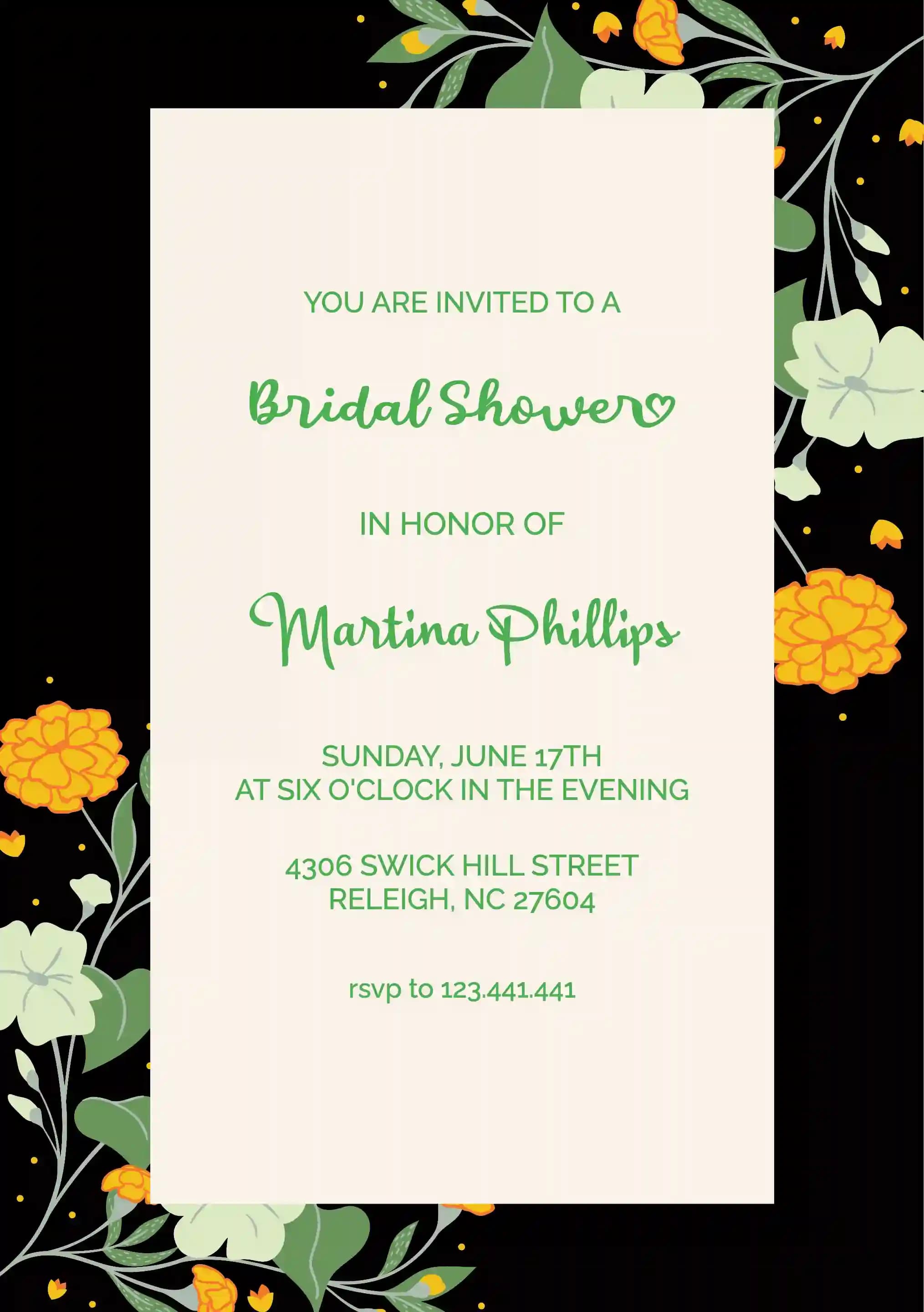Undangan Bridal Shower - Bunga Hijau