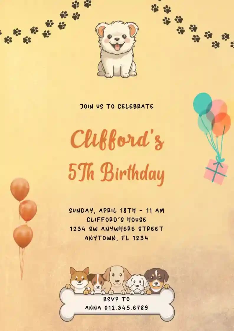 Invitaciones De Cumpleaños Infantiles - Lindos Cachorros
