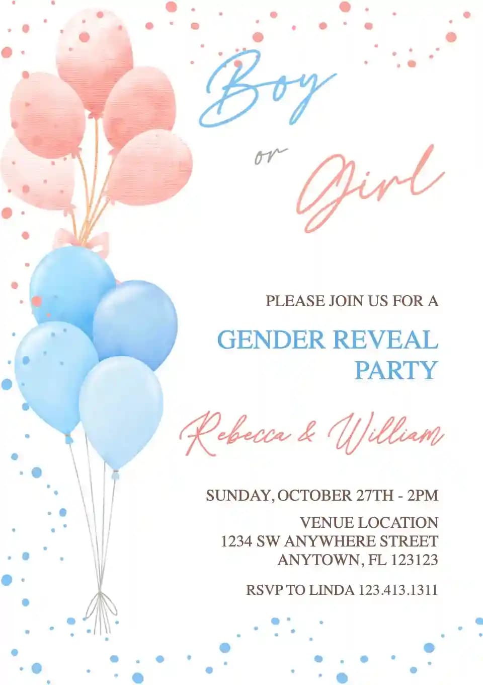 Gender Reveal Uitnodigings - Blou En Pienk Ballonne