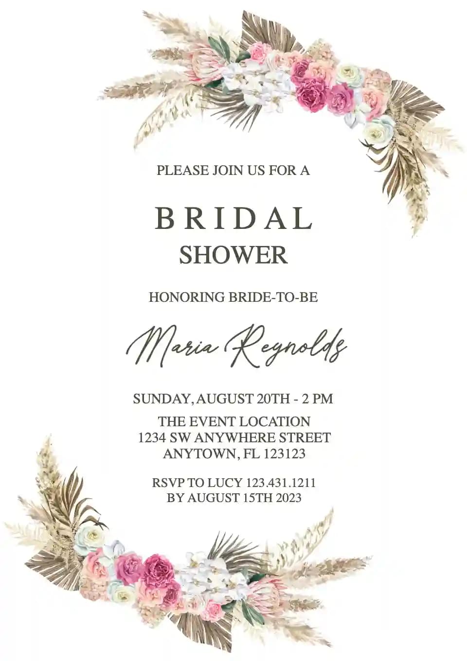Invitații Pentru Bridal Shower - Coroană Boho