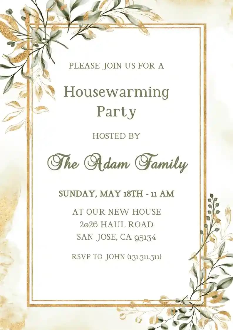 Housewarming Invitations - Gold Border
