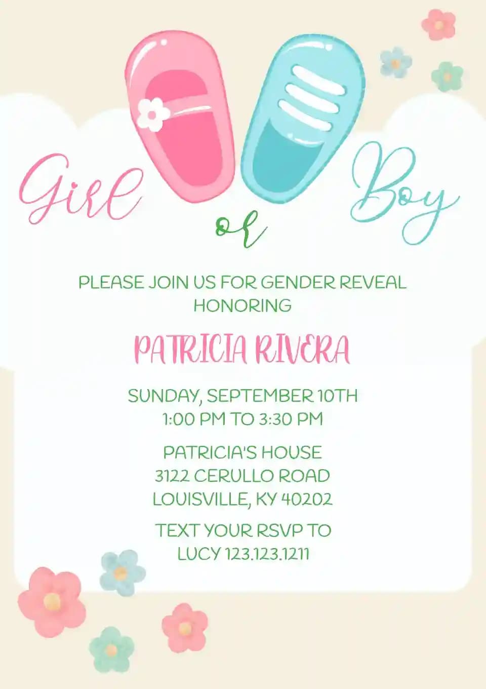 Invitaciones De Revelación De Género - Zapatillas