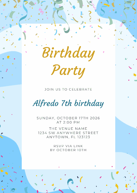 Kids Birthday Invitations - Colorful confetti