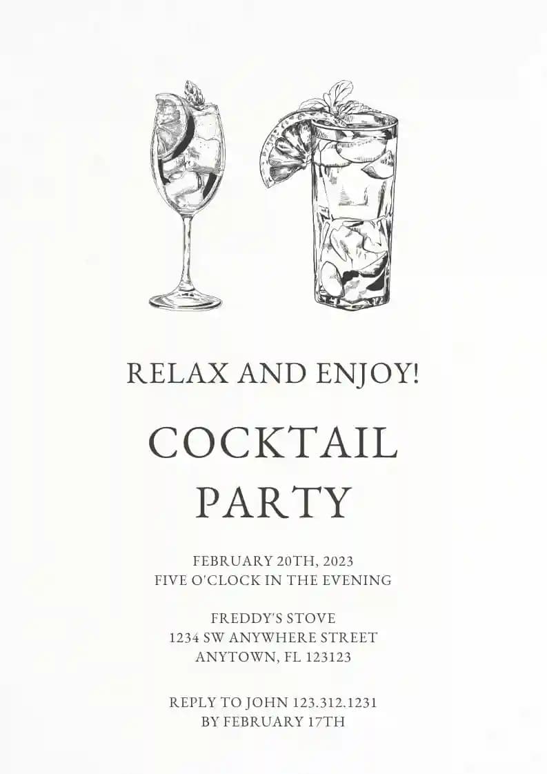 Invitations De Cocktail - Croquis De Cocktail