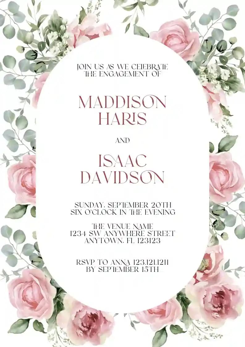 Invitations De Fête De Fiançailles - Fleur Rose Fard À Joues