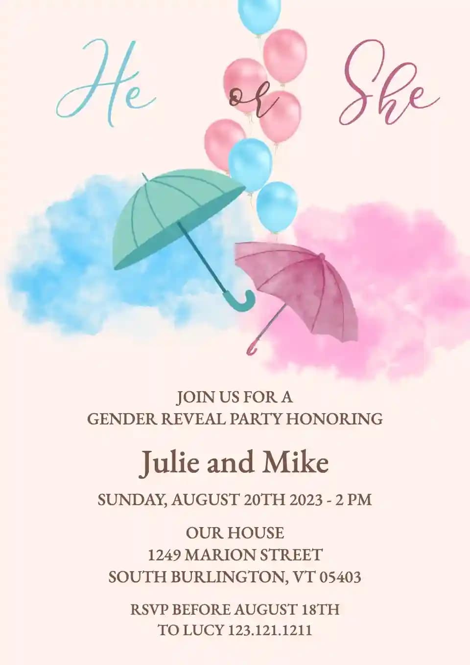 Undangan Gender Reveal - Payung