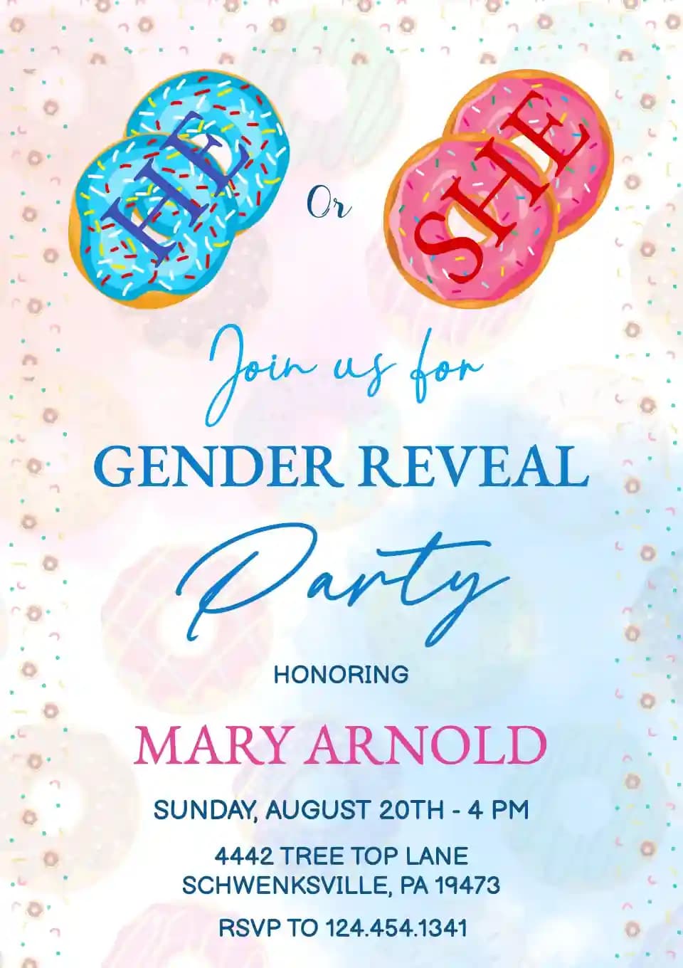 Invitations De Gender Reveal - Donut