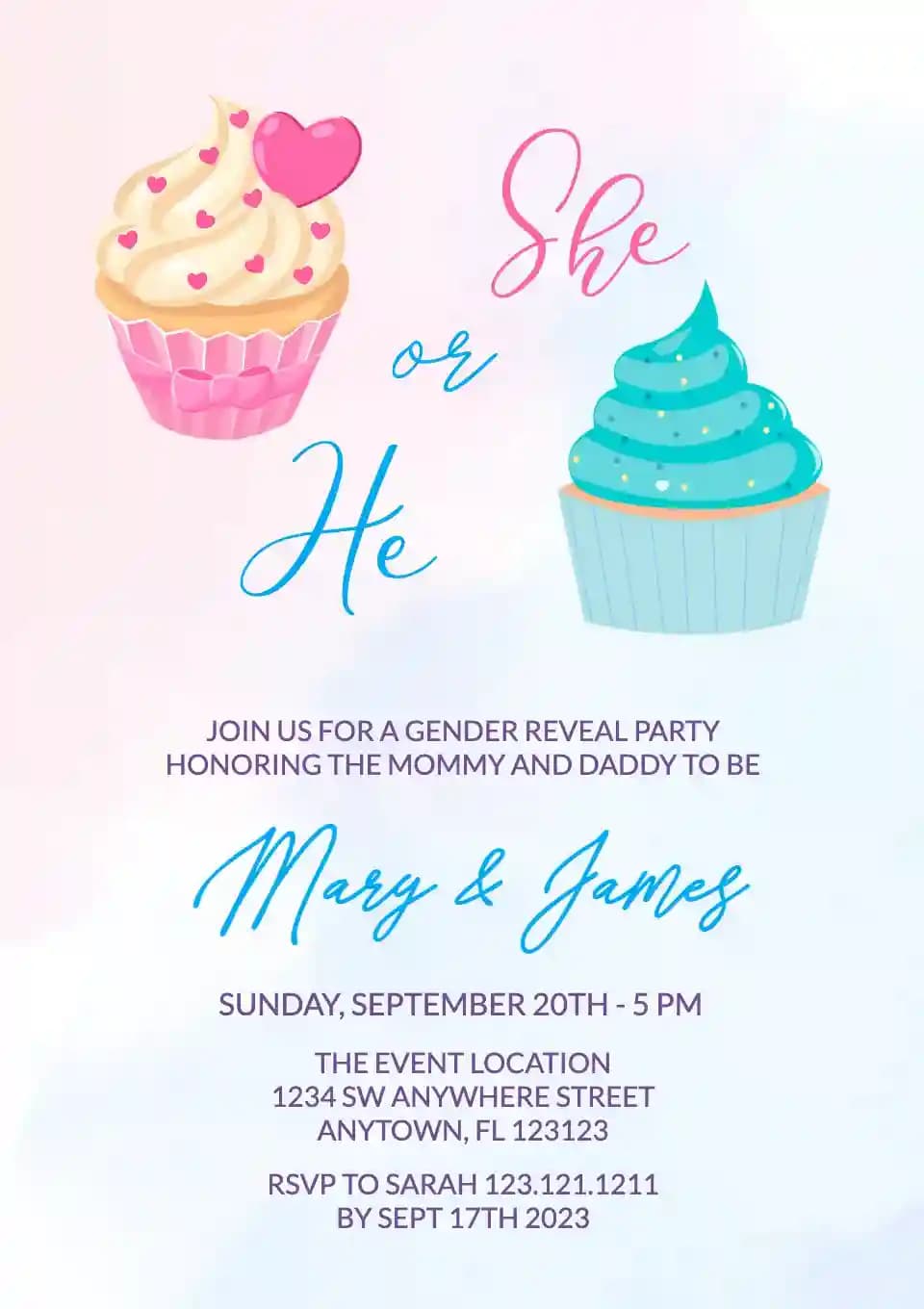 Inviti Per Gender Reveal - Cupcake