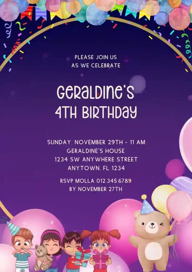 Invitations D'anniversaire Pour Enfants - Confettis Festifs