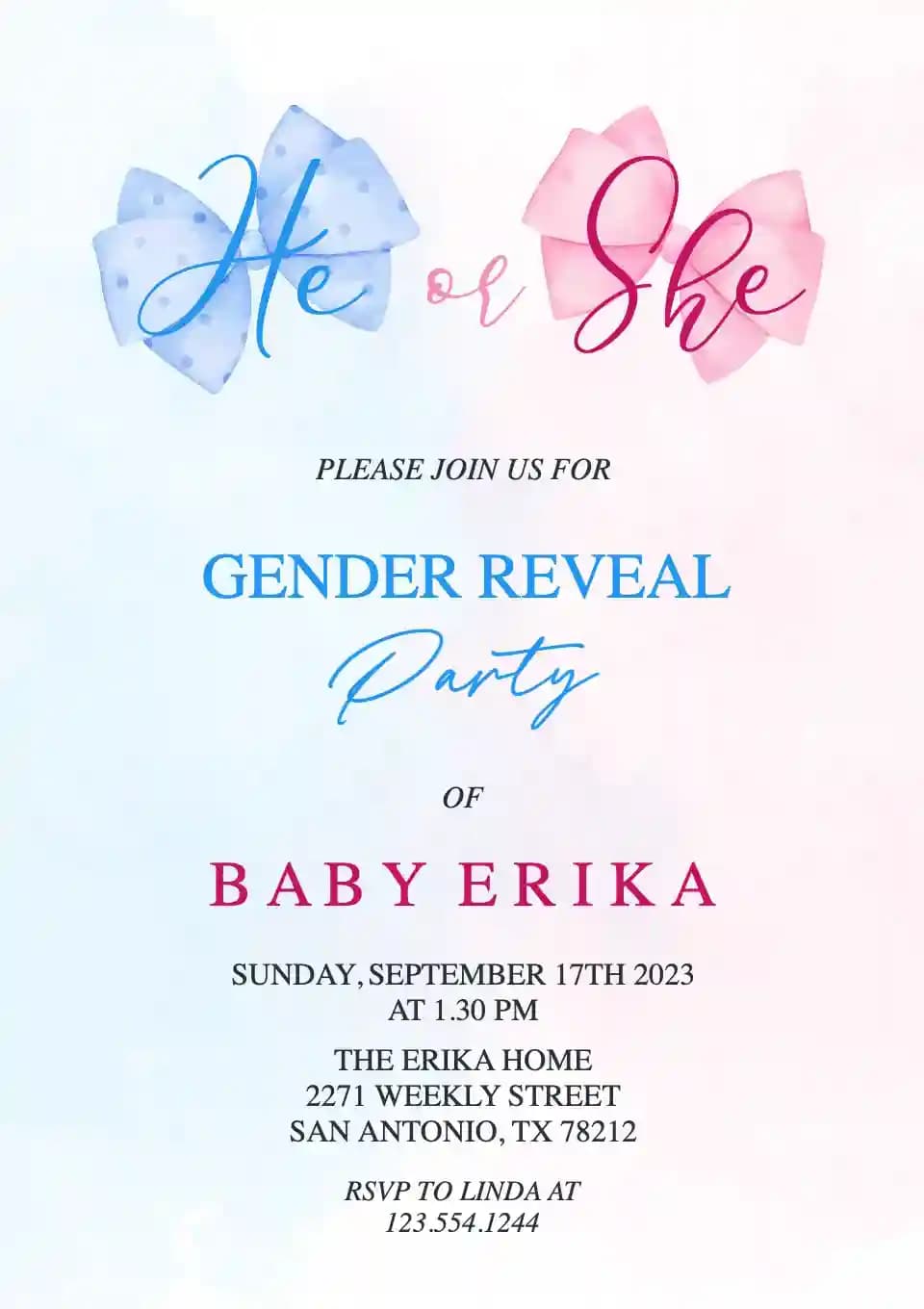Inviti Per Gender Reveal - Fiocco Rosa E Blu