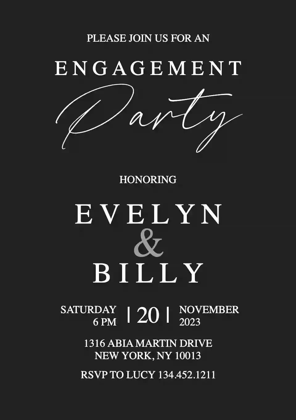Invitaciones Para Fiesta De Compromiso - En Blanco Y Negro