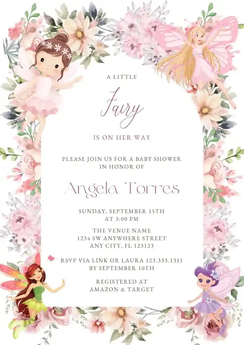 Baby Shower Invitations - A Little Fairy