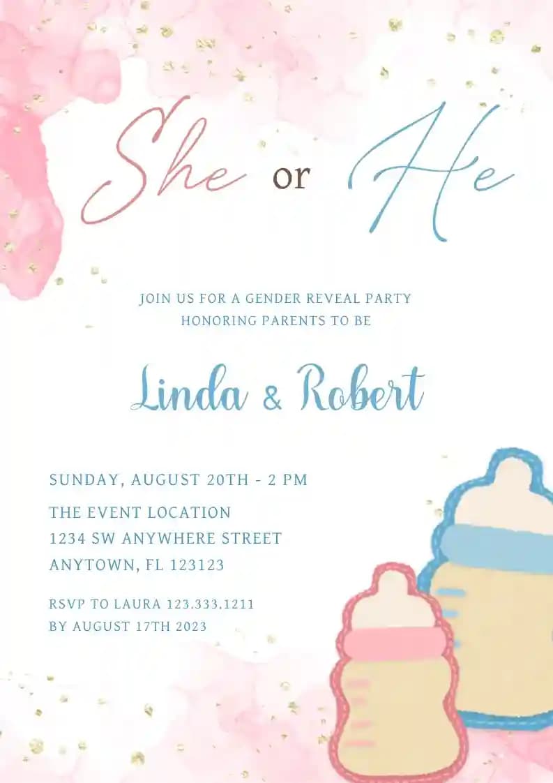 Invitations De Gender Reveal - Sucette Bébé Bleue Et Rose